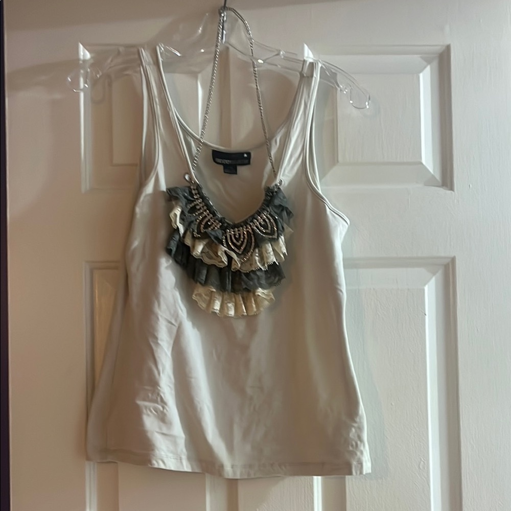 Elegant Cream and Gray Women's Top